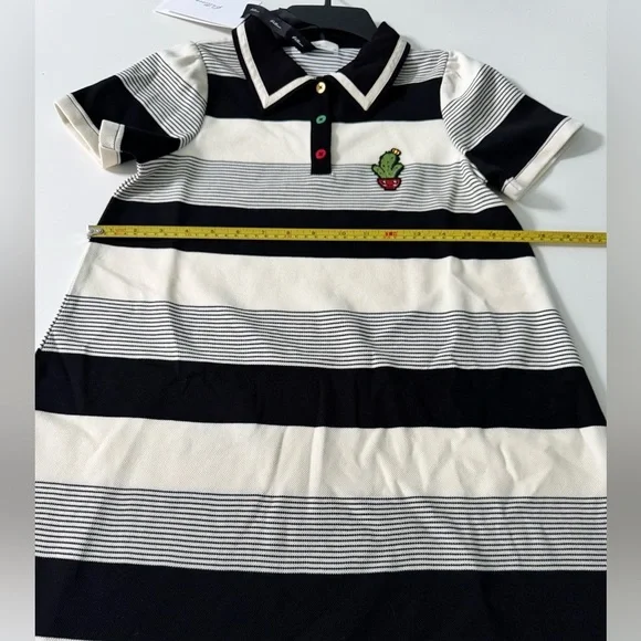 Girls NWT Casual Polo Style Striped Collared Dress with Cactus Patch Size 8-10 - Picture 14 of 16